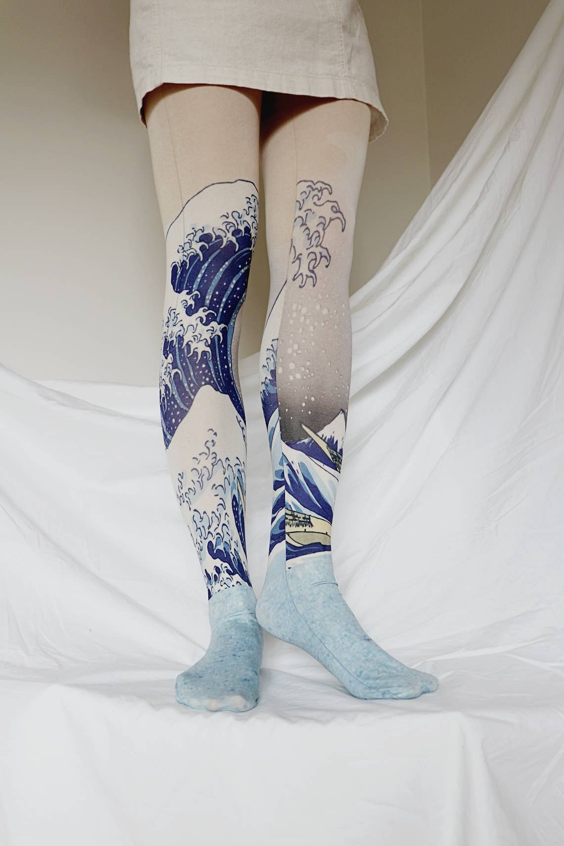 The Great Wave off Kanagawa by Hokusai Printed Art Tights