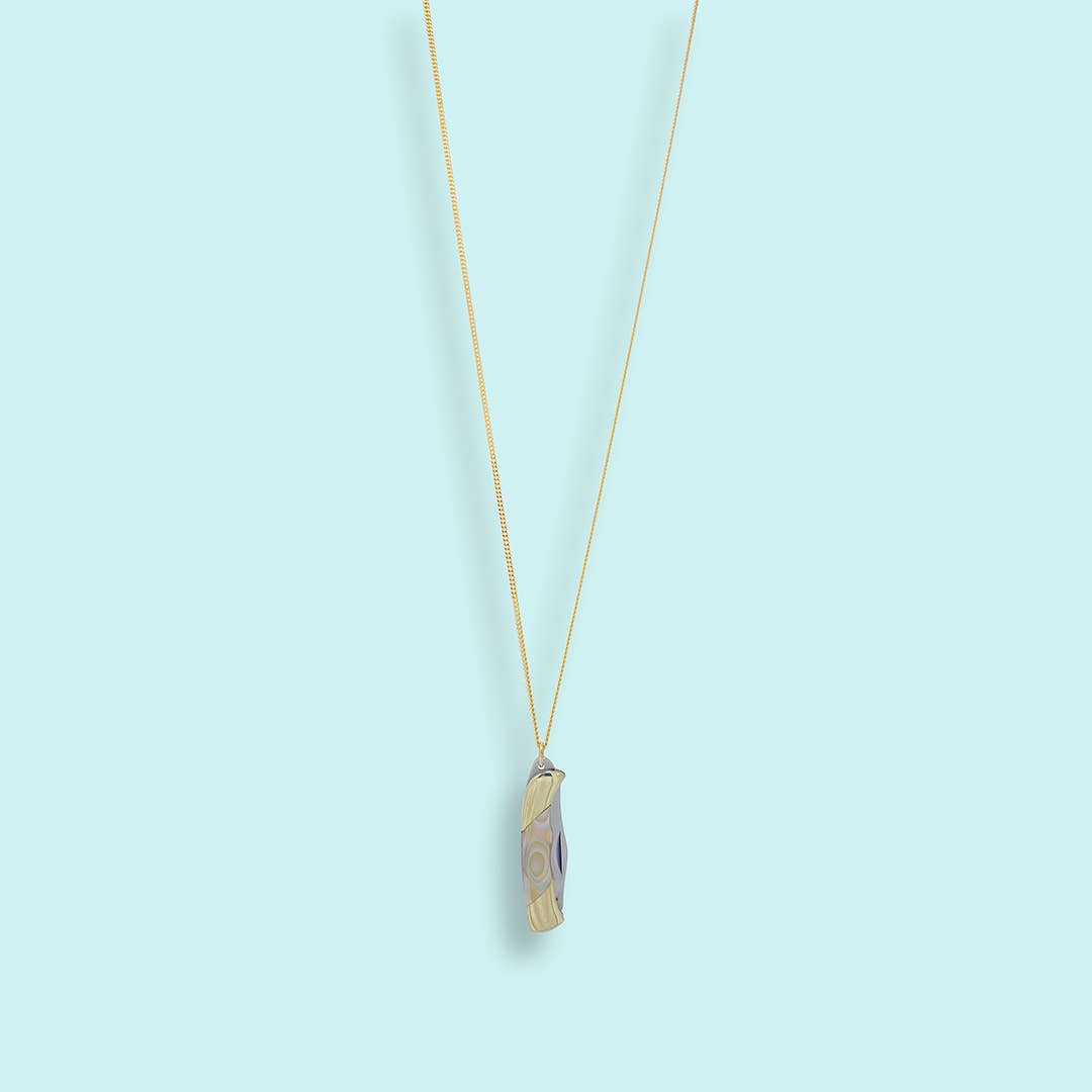 Shell Handled Mother-of-Pearl Knife on Gold Chain Necklace