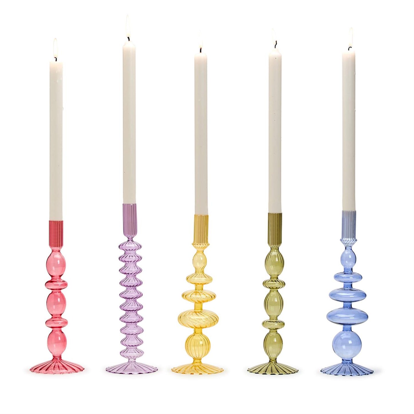 Colorful Hand-Blown Glass Candleholder