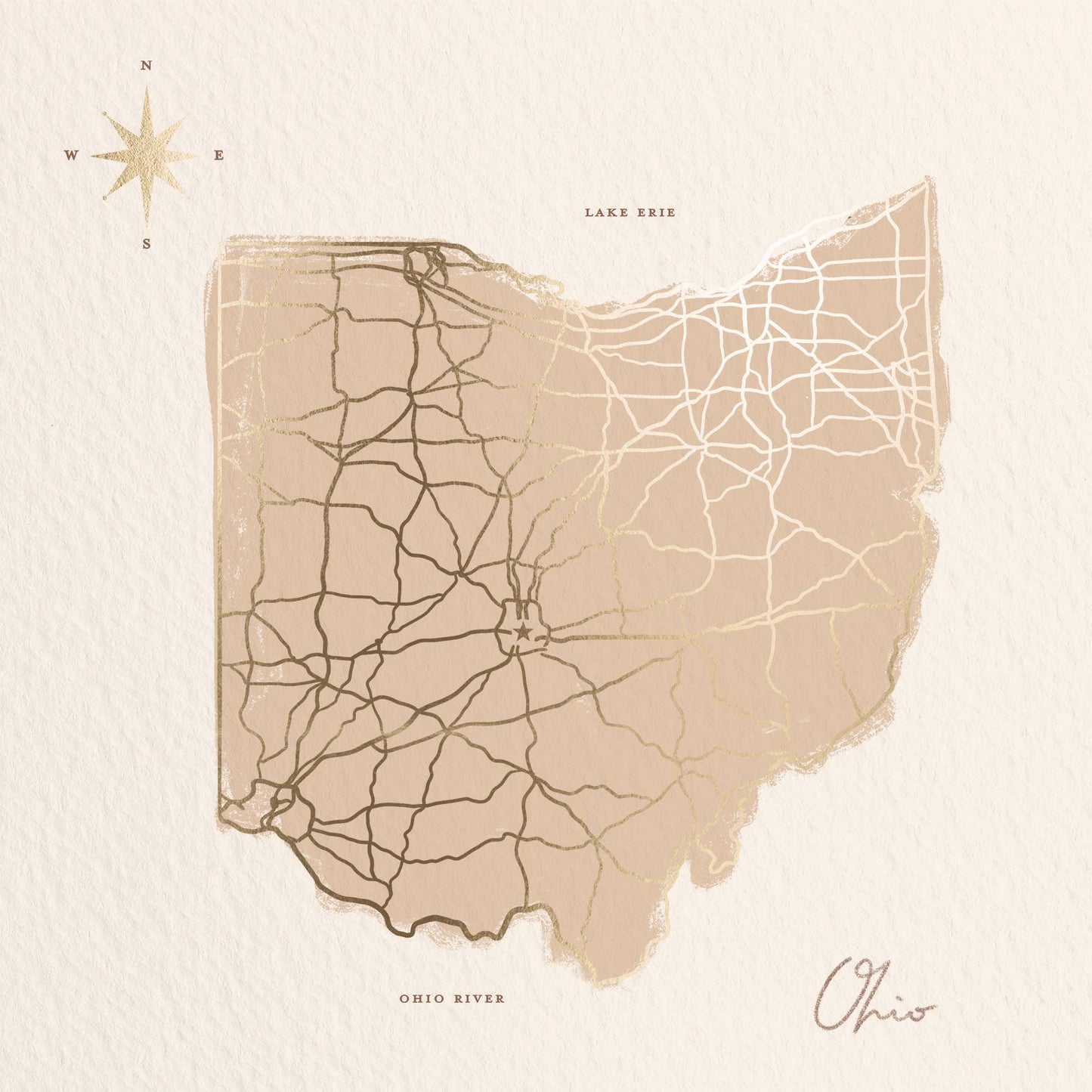 Map of Ohio Foil Mini Art Print