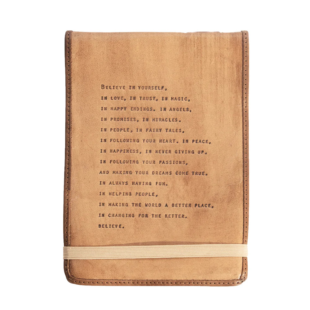 Handmade Leather Quote Journal - Large