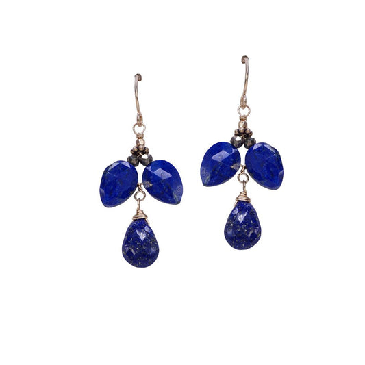 Lapis and Gold Flower Earrings