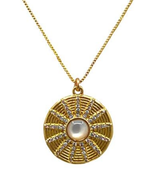Gold and Pearl Sun Necklace