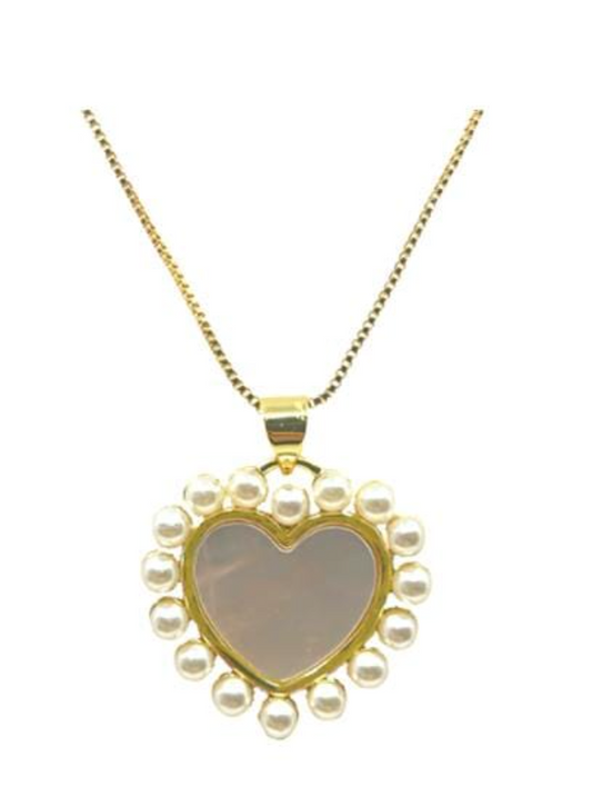 Pearl Heart Charm Necklace