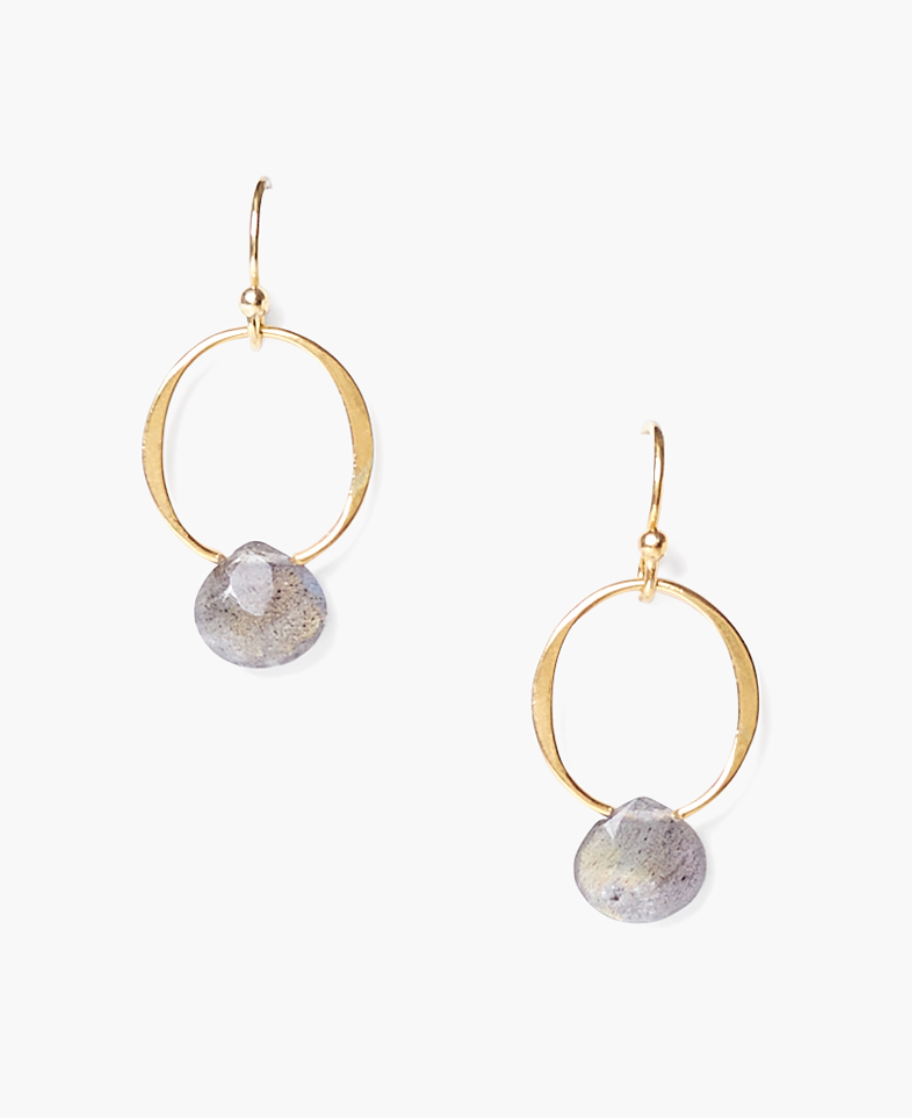 Briolette Stone Hoop Earrings