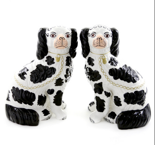 10.5" Ceramic Staffordshire Dog Pair: Black