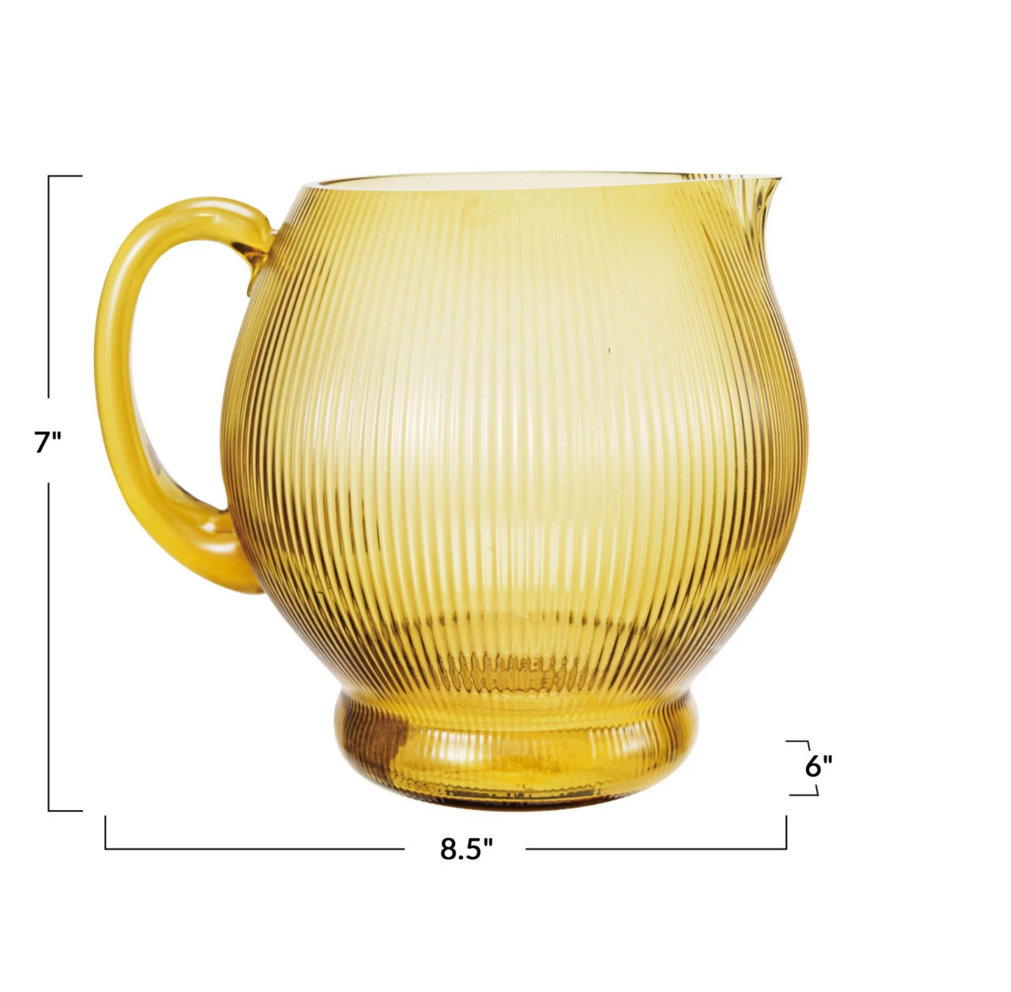 Peggy Amber Fluted Glass Pitcher