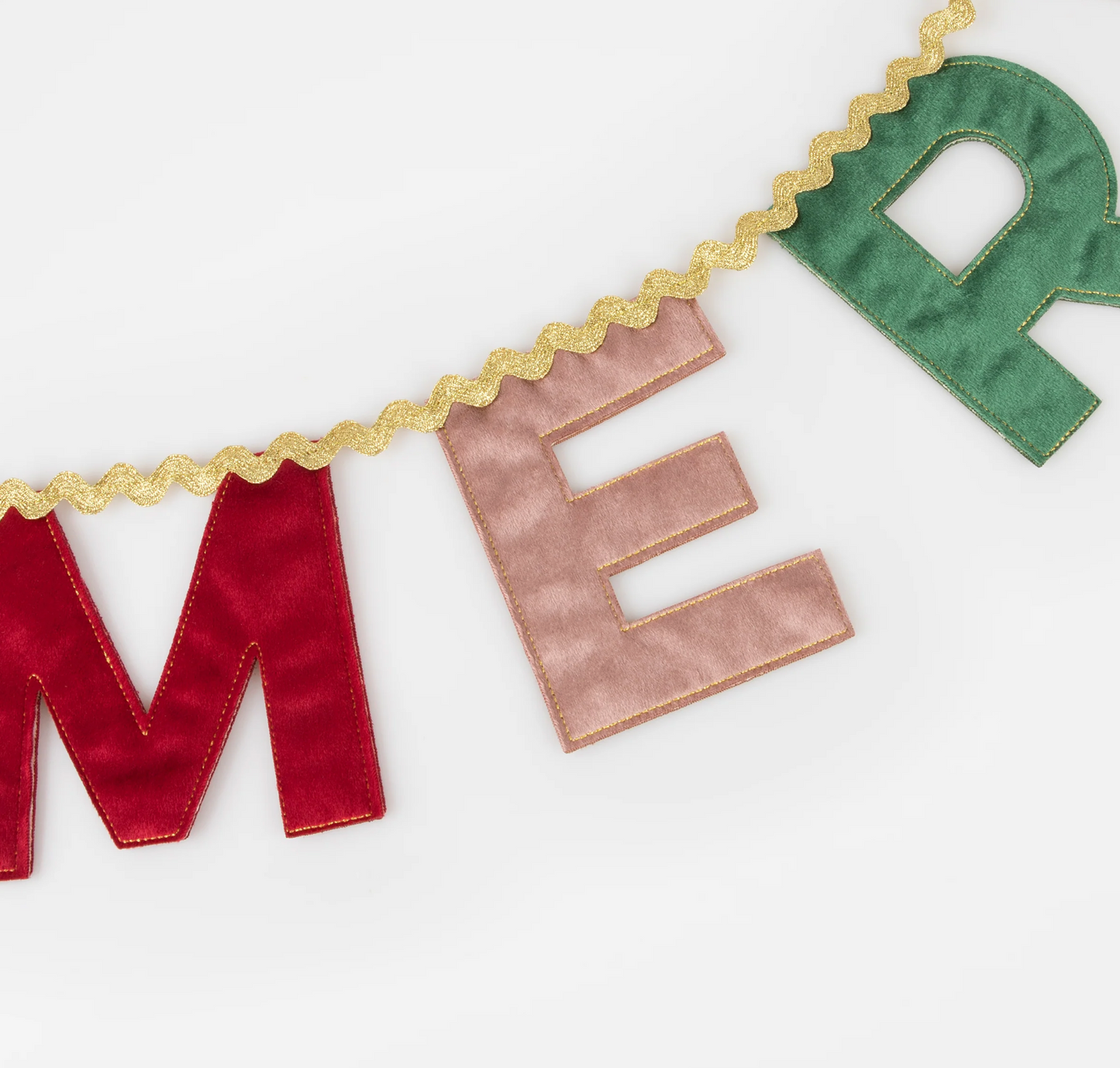 Merry Christmas Velvet Pennant Garland