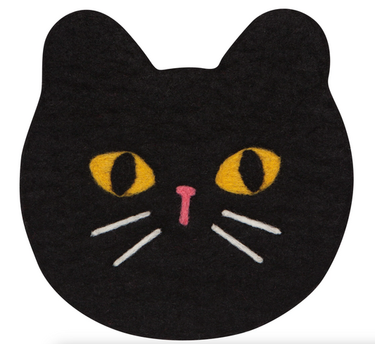 Black Cat Felted Wool Trivet