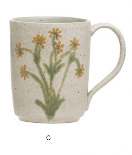 Yuki 12 oz. Hand-Painted Botanical Stoneware Mug