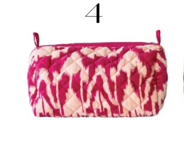 Avery Quilted Cotton Velvet Printed Zip Pouch