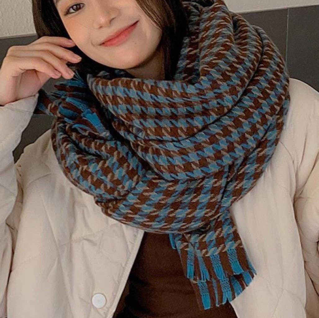 Super Soft Houndstooth Plaid Scarf