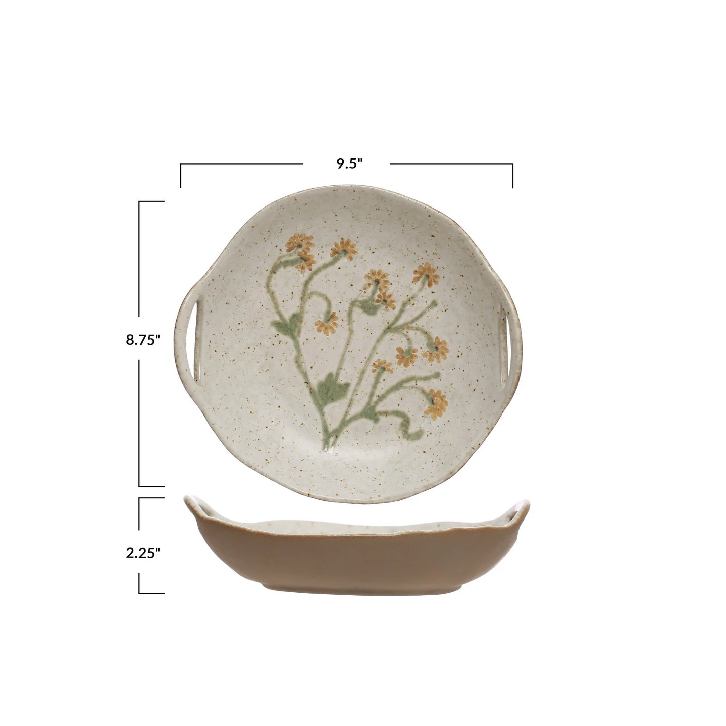 Yuki Hand Painted Botanical Serving Bowl