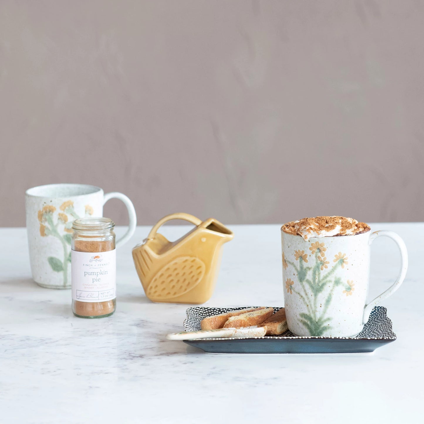 Yuki 12 oz. Hand-Painted Botanical Stoneware Mug