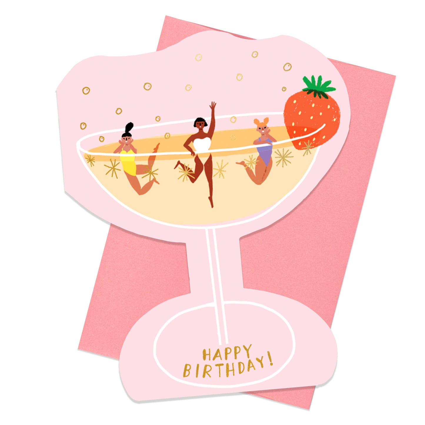 Champagne Glass Shaped Birthday Card