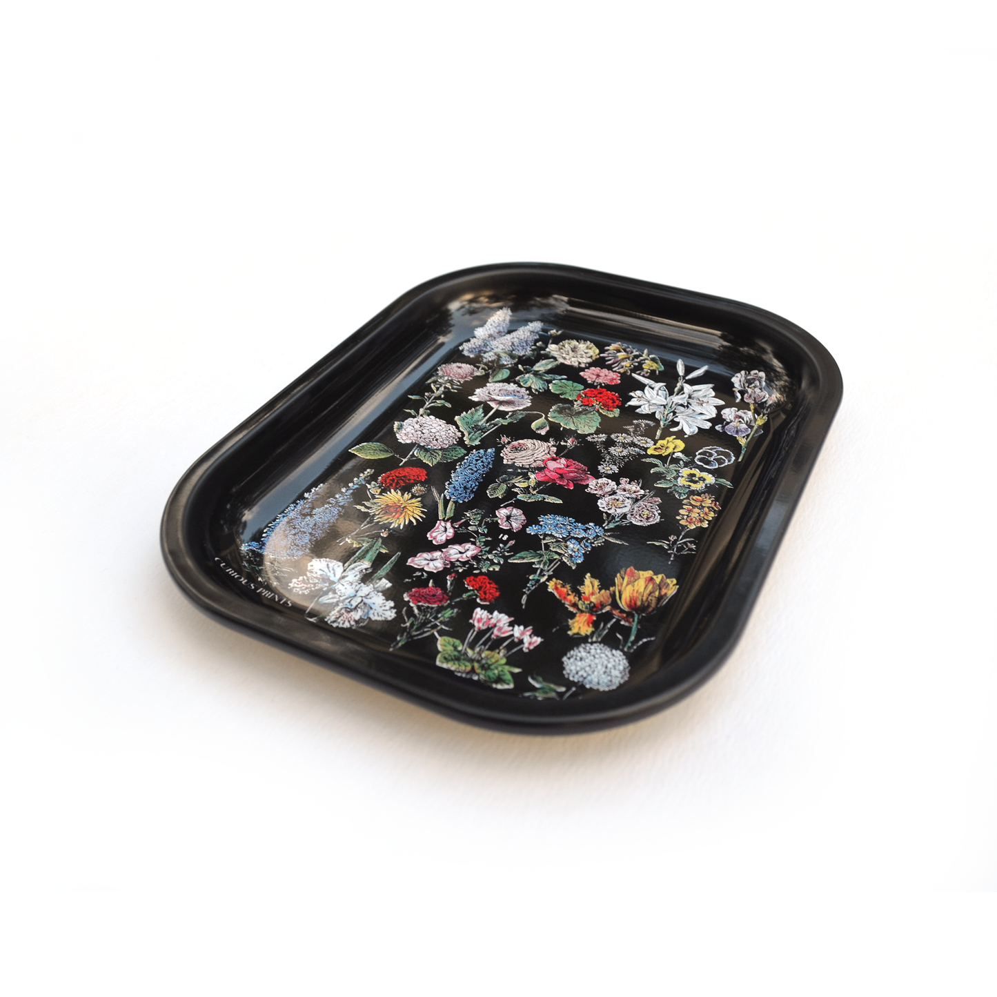 Small Metal Black Fleurs Ritual Tray