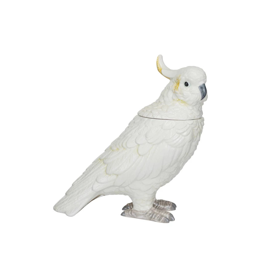 Ceramic Cockatoo Shaped Jar w/ Lid