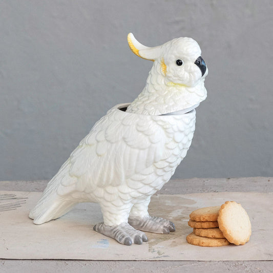 Ceramic Cockatoo Shaped Jar w/ Lid