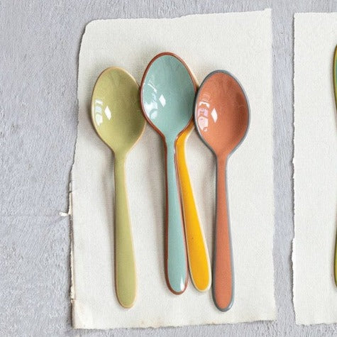 Astrid Enameled Stainless Steel Appetizer Spoons