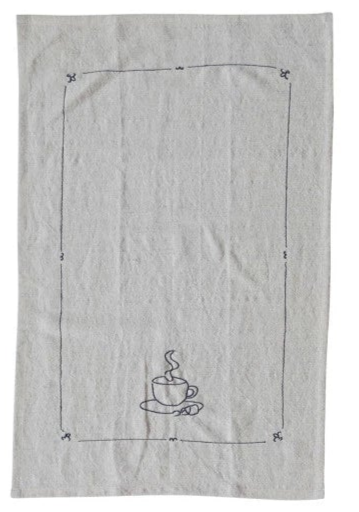 Bistro Embroidered Woven Linen & Cotton Tea Towels