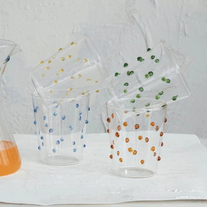 Raised Dots Handmade Drinking Glass