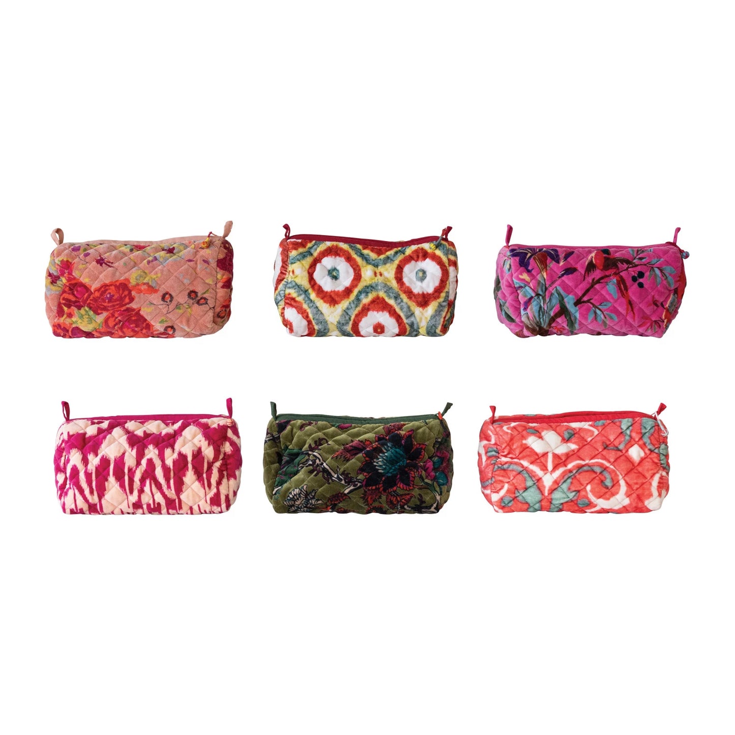 Avery Quilted Cotton Velvet Printed Zip Pouch