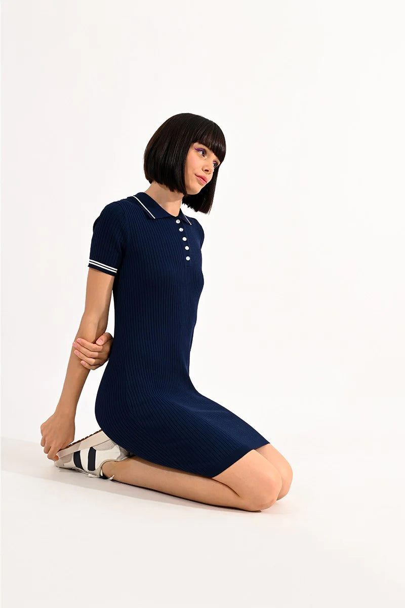 Come Sail Away Knitted Polo Dress