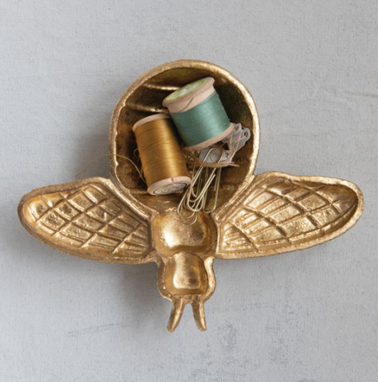 Gold Cast Iron Bee Dish