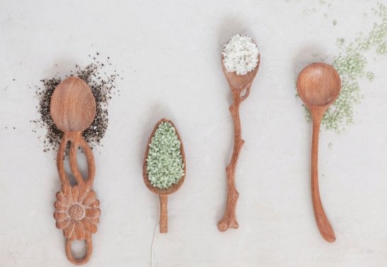 Hand-Carved Doussie Wood Spoon with Flower Handle