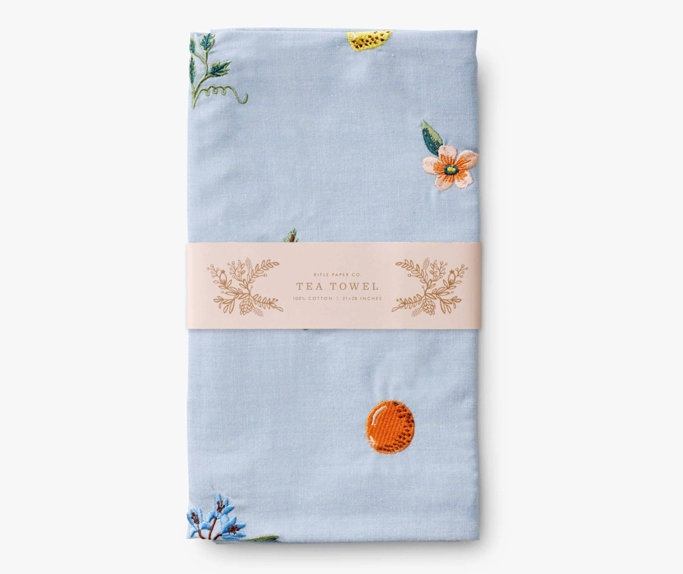 Fruit Stand Embroidered Tea Towel